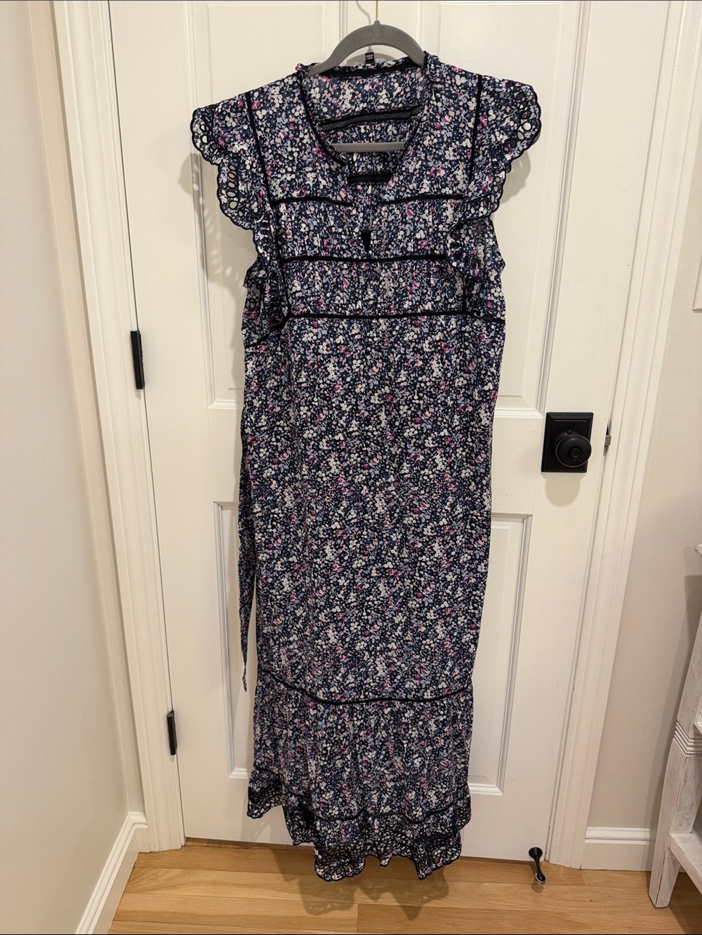 Rails Navy Floral Ruffle Maxi Dress